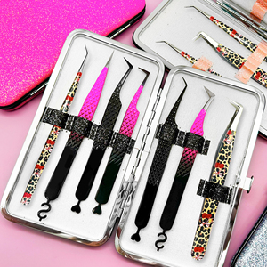 Pinzas de diamante con logotipo personalizado para extensión de pestañas pinzas de aislamiento de acero inoxidable de etiqueta privada dijes personalizados de punta de fibra - Product Image 3