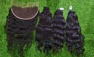 Ear TO Ear Lace หน้าผาก (20 22 24 + 18 "หน้าผาก) 3ชุดพร้อมผมมนุษย์มีลูกไม้ด้านหน้าฟรีสีดำธรรมชาติ - Product Image 4