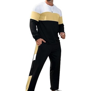 Conjunto Deportivo de Moda para Hombre, Estilo Informal, Lavado Ácido, Estampado, Ajustado, Colorblock, Pantalones Deportivos para Correr, Trotar, Actividades al Aire Libre, Transpirable - Product Image 1