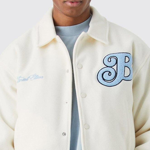 OEM Manufacturer High Quality Men's Letterman Varsity Jacket Custom Embroidery Leather Sleeves Jacket For Men - Product Image 6