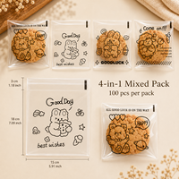 Sacs OPP autocollants imprimés à motifs animaux pour la vente en gros, pour le pain grillé, les biscuits, les produits de boulangerie, et l'emballage de cadeaux de fêtes