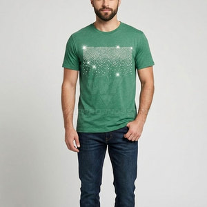 T-shirts en strass pour hommes, confortables, en mélange de coton, design élégant et brillant, idéal pour la mode décontractée - Product Image 3