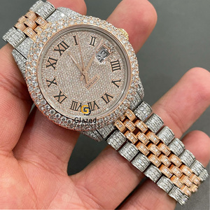 Reloj de Hip Hop para mujer Exquisito Moissanite Diamonds VVS Clarity Smart Dial Display-Crafted Acero inoxidable Glass Dial Window - Product Image 1