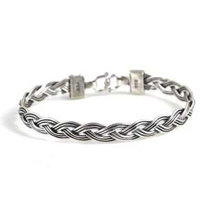 Bracelet manchette tressé à 3 rangs en argent sterling 925 avec fermoir – Accessoire de mode - Product Image 2