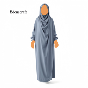 Abaya élégante et modeste pour femmes, en polyester uni, longueur au sol, design simple, manches longues, tissu doux, prière islamique - Product Image 1