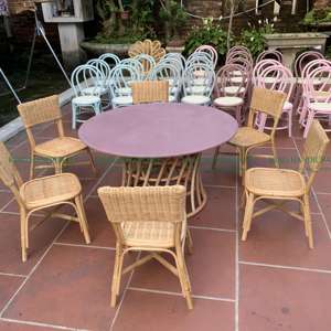 โต๊ะหวายทำมือสไตล์โมเดิร์นสำหรับเด็กสำหรับโรงแรมชุดรับประทานอาหารสำหรับระเบียงกลางแจ้งสไตล์น่ารักสำหรับเด็ก - Product Image 1