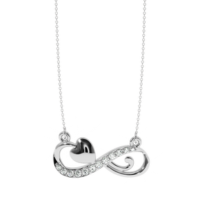 AJRETAIL จี้รูปหัวใจอินฟินิตี้-0.14 กะรัต เพชรธรรมชาติ สี HI ความสะอาด VS-SI ชุบทองโรสโกลด์ - Product Image 2