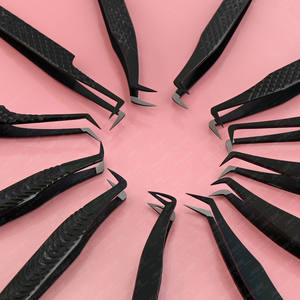 Pinzas de pestañas antideslizantes y antifatiga de alta calificación, pinzas de acero quirúrgico con ángulo de 45 grados, agarre de Punta puntiaguda de fibra - Product Image 6