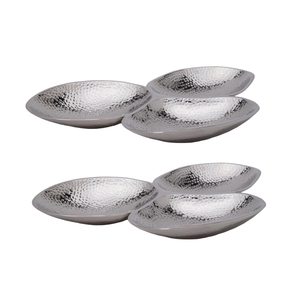 Vintage élégant réutilisable métal argent couleur antique fini avec trois bol ensemble restaurant rond plateau de service et bol - Product Image 5