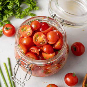 Délicieuses tomates en conserve prix le moins cher fournisseurs de gros pour cornichon de tomate dans des bocaux en verre avec couvercle en étain - Product Image 3
