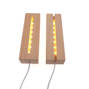Gran oferta, lámpara rectangular, pedestal, soporte de cristal, Base de luz de madera Led para acrílico en Stock, cerveza entera - Product Image 3