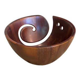 Bol en fil de bois d'acacia coupé à la main pour tricoter et crocheter des trous pour les aiguilles à tricoter 7.5 "x 3.5"-Nouveau - Product Image 1