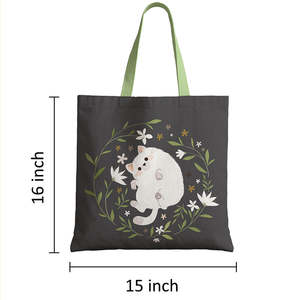 <b>Large</b> Capacity Cute Cat Solid <b>Canvas</b> Tote <b>Bag</b> Full Size Design Washable Luxury Eco Friendly Fashion Shopping <b>Bags</b> - Product Image 6
