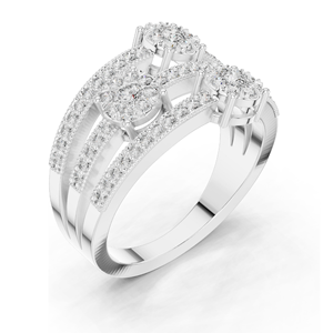 Bague triple pierres en diamant de laboratoire pour femme, poids total 0,63 carat, clarté VVS-VS EF, or 18 carats, 14 carats, 10 carats et argent 925, rose - Product Image 6