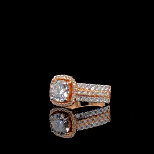 Bague de fiançailles en diamant de laboratoire taille ronde certifiée IGI, or massif 14 carats, halo - Product Image 2