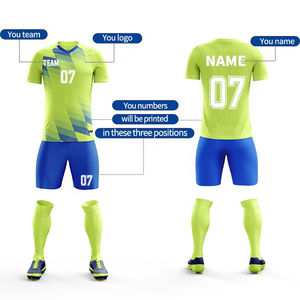 Ensemble de maillots de football en polyester 100% personnalisé OEM Bande sublimée Conception Vêtements de football respirants à séchage rapide pour l'été automatisés - Product Image 4