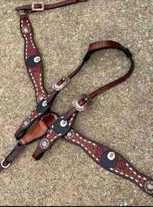 Juego de tachuelas de una oreja de cuero de cocodrilo hecho a medida para Rodeo Trail Riding Barrel Racing-para propietarios de caballos - Product Image 4