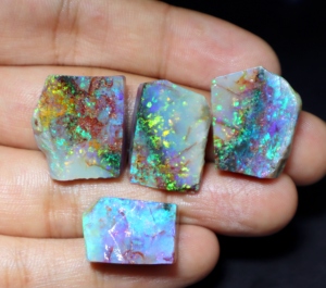 Ensemble de cabochons d'opale australienne 4 pièces de haute qualité pierres précieuses en vrac d'opale de Pedy Coober rugueux naturels directement d'Australie - Product Image 3
