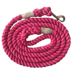 Correa para Perro de Cuerda de Algodón Ultra Suave Rosa Intenso de Primera Calidad - Product Image 1