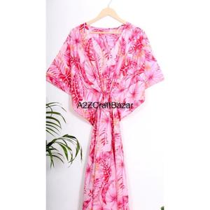 Robe maxi bohème à imprimé floral, en coton écologique, lavable, faite à la main, longue et fluide, robe indienne de style kaftan, naturelle - Product Image 5