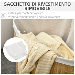 Homcom tre và vải tam giác Nắp giặt Hamper, 38x38x57cm, màu gỗ - Product Image 5