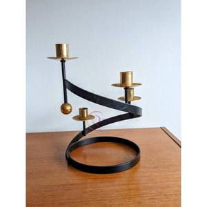 Unique Black Decorative Metal Candelabra <b>Holder</b> with Candle Jar for Christmas Parties and Wedding Tabletop Decorations - Product Image 3