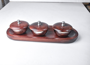 Nuevo diseño de lujo de madera tarro de dulces de alta calidad hecho a mano diseñador al por mayor tuerca servidor forma redonda clásico elegante cuenco Acrílico - Product Image 4