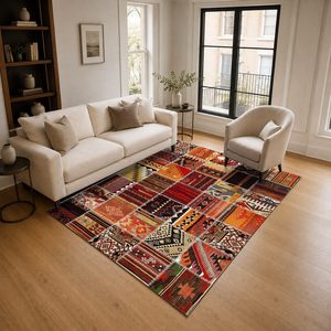 <b>RUGS</b> DEPOT LXDP-0569 Wholesale Red Burgundy Vintage Patchwork Digital Printed Machine Washable Chenille Area <b>Rug</b> <b>Non</b> <b>Slip</b> - Product Image 2