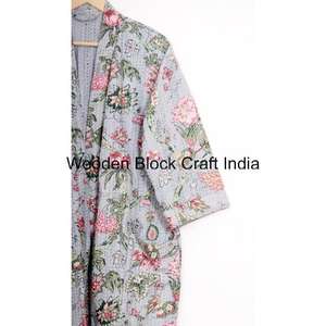 Wholesale <b>Womens</b> Vintage Cotton Kantha Quilted Short <b>Kimono</b> Robe Handmade Indian Festival Fashion Sleepwear Jacket Cozy Wear - Product Image 4