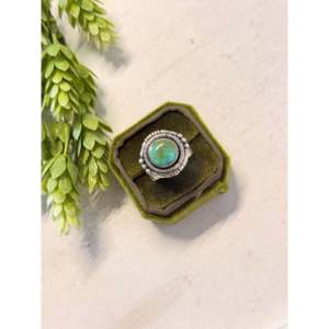 Handmade <b>Boho</b> Royston Turquoise & Sterling <b>Silver</b> <b>Ring</b> Navajo Made Bezel Set Bezel Inlay Size 11.25 Everyday Wear - Product Image 3