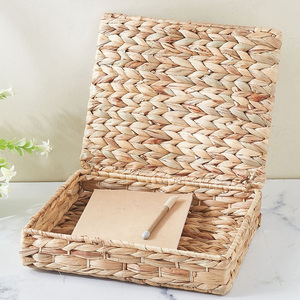 Water hyacinth <b>box</b> different sizes sustainable <b>storage</b> boxes <b>decorative</b> lidded basket container - Product Image 1