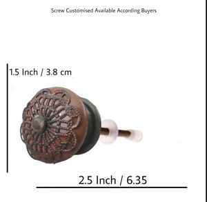 ลูกบิดเซรามิกลายดอกไม้สไตล์โบราณทำจากทองเหลืองแบบชาวโมร็อกโกลูกบิดลิ้นชักตู้อุตสาหกรรมตู้เสื้อผ้าตู้เสื้อผ้า - Product Image 3