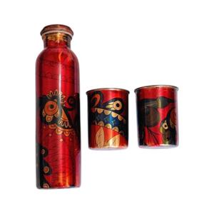 Bouteille d'eau écologique en cuivre 100% de type paille de 750 ml de World Craft Impex, cadeau personnalisé fait à la main pour adultes, fabriqué en Inde - Product Image 3