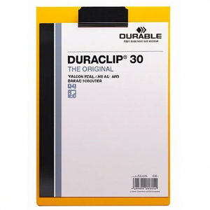 Durable DURACLIP 30 DIN A4 Hard Plastic <b>Clipboard</b> with Yellow Back Cover and Black Clip Durable Product - Product Image 3