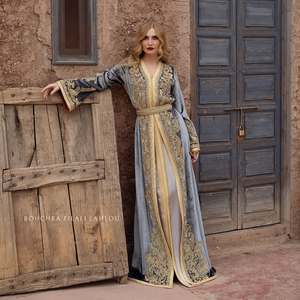 Caftan Marocain de Mariée Couleur Gris Velours Pour Femme Européenne - Product Image 6