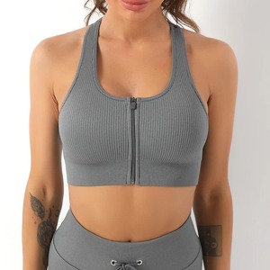 สปอร์ตบราแบบไร้รอยต่อมีซิปบราสำหรับเล่นกีฬายกทรงสำหรับวิ่งออกกำลังกายเล่นยิมฟิตเนส - Product Image 6