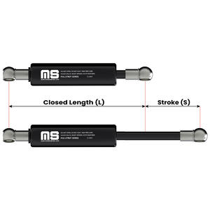 PS08BA-250-390-F1สปริงแก๊สแบบย้อนกลับ390มม. สำหรับอุตสาหกรรมแปรรูปอาหารได้รับการรับรอง ISO 250มม. - Product Image 3