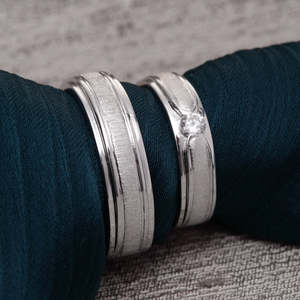 NOVAMART Fine Premium 925 Pure Sterling Silver Men's <b>Ring</b> Rhodium Plated with Diamond and Zircon Inlay Perfect Gift for <b>Couples</b> - Product Image 2