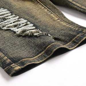 กางเกงขาสั้นผ้าเดนิมผ้าฝ้ายฟอกสีเข้มสำหรับผู้ชายแฟชั่นวินเทจสำหรับฤดูร้อน - Product Image 3