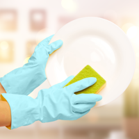 Guantes Modernos para Lavar Platos - Azul Pastel, Reutilizables, Impermeables, de Goma Natural, Forrados con Algodón, Puño Recto, Suaves, para el Hogar