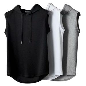 Hombres gimnasio entrenamiento Fitness músculo sudadera sin mangas cuello redondo Color sólido transpirable mejor para verano camiseta - Product Image 1