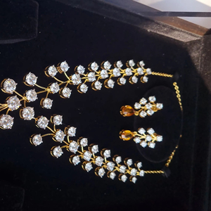 สร้อยคอเงิน Moissanite สีเหลืองและกลม 25 สร้อยคอประดับเพดานสวยงาม สร้อยคอ Moissanite พร้อมต่างหู - Product Image 3