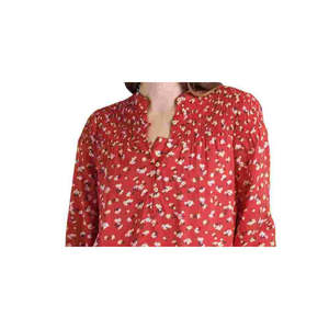 Top Smock da Donna Lucky Brand Rosso Taglia XL, Stampa Floreale in Chiffon e Popeline, Stile Vintage, Corto e Carino per l'Estate - Product Image 2