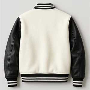 Chaqueta bomber de béisbol con mangas de cuero y parche bordado de chenilla personalizado OEM para hombre, chaqueta vintage personalizada para hombre - Product Image 2