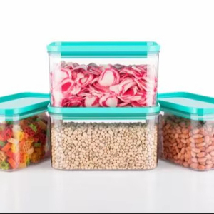 Ensemble de 4 contenants rectangulaires en plastique hermétiques de 1500 ml pour le stockage en cuisine, boîte alimentaire anti-fuite pour céréales et légumineuses - Product Image 1