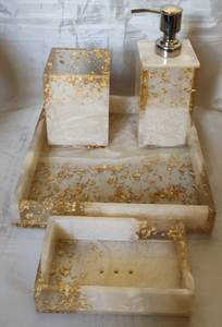 Luxury Four-piece <b>Bathroom</b> <b>Accessory</b> <b>Set</b> Customized Size Resin Tray Soap Holder Premium Quality Newly Designed Items Zehra - Product Image 2