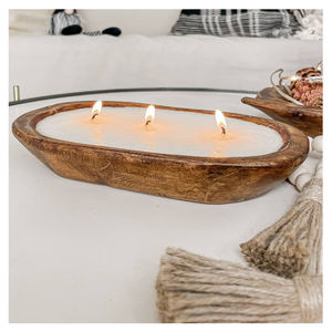 Newly Attractive Design Vintage Mango Wooden Long <b>Candle</b> Dough Bowl Hand Carved Soy <b>Candle</b> Bowl Natural Wood for Decoration Home - Product Image 5