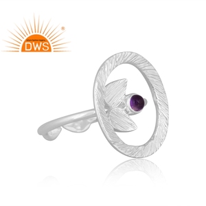 Meilleure vente bague réglable en argent sterling fin avec améthyste naturelle et pierres précieuses fabricant de bijoux personnalisés - Product Image 4