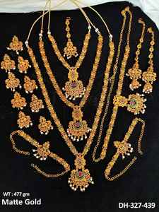 Antique 477gm <b>Bridal</b> <b>Jewelry</b> <b>Set</b> Traditional Design Necklace Earrings for Weddings Ceremonies Special Occasions - Product Image 5