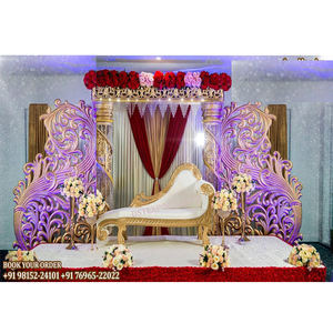 Sofá de boda de estilo italiano para pareja, conjunto de sofá de boda blanco plateado de diseñador, sofá de boda de aspecto moderno para novia y novio - Product Image 1